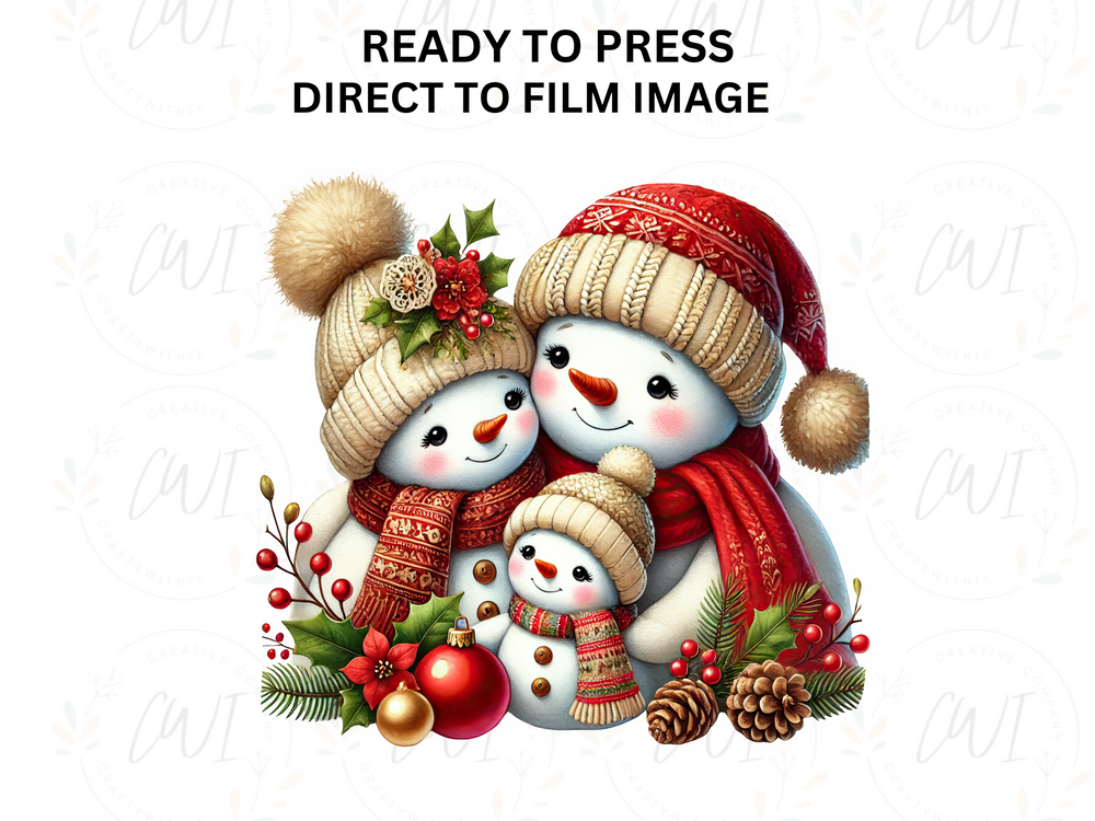 Christmas Snowmen - Direct To Film Transfer
