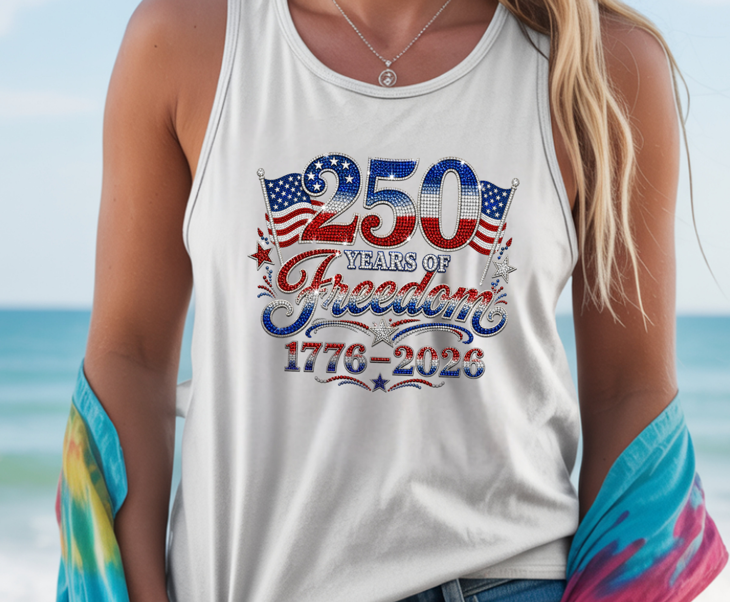 Freedom 250 Years Faux Rhinestone - Youth/Adult Direct To Film Transfer