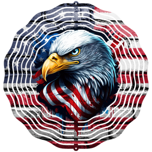 Bald Eagle With American Flag 1 - Wind Spinner