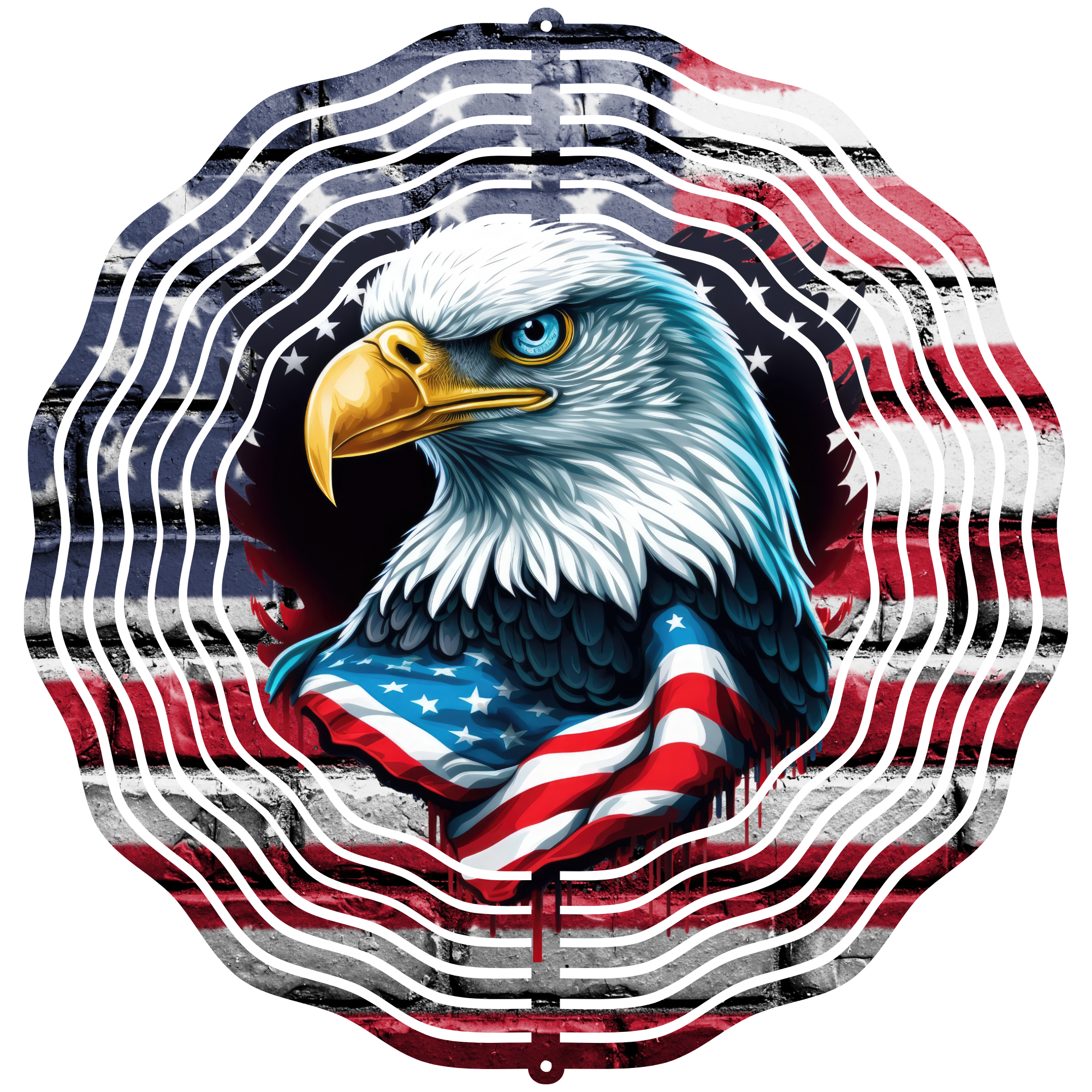 Bald Eagle With American Flag 2  - Wind Spinner