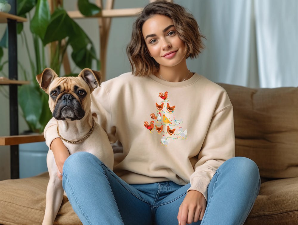Christmas - Chickens Christmas Tree Crewneck