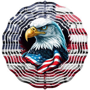 Bald Eagle With American Flag 2  - Wind Spinner