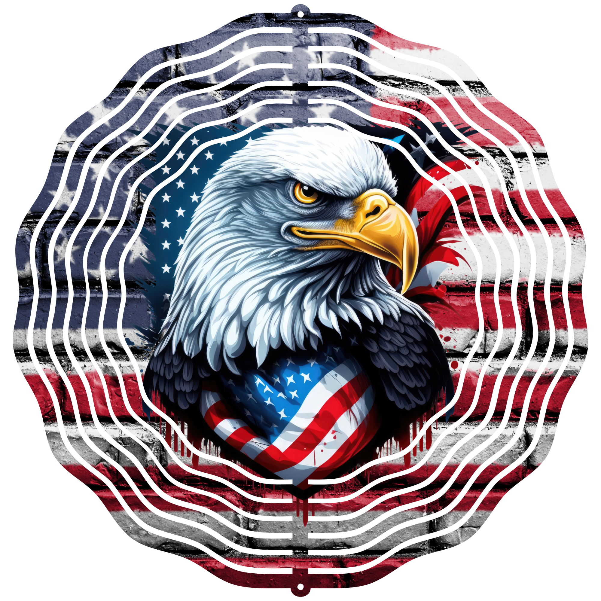 Bald Eagle With American Flag 3  - Wind Spinner