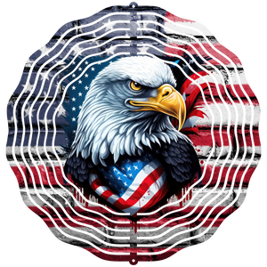 Bald Eagle With American Flag 3  - Wind Spinner