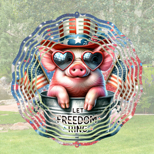 Piggy Patriotic  - Wind Spinner