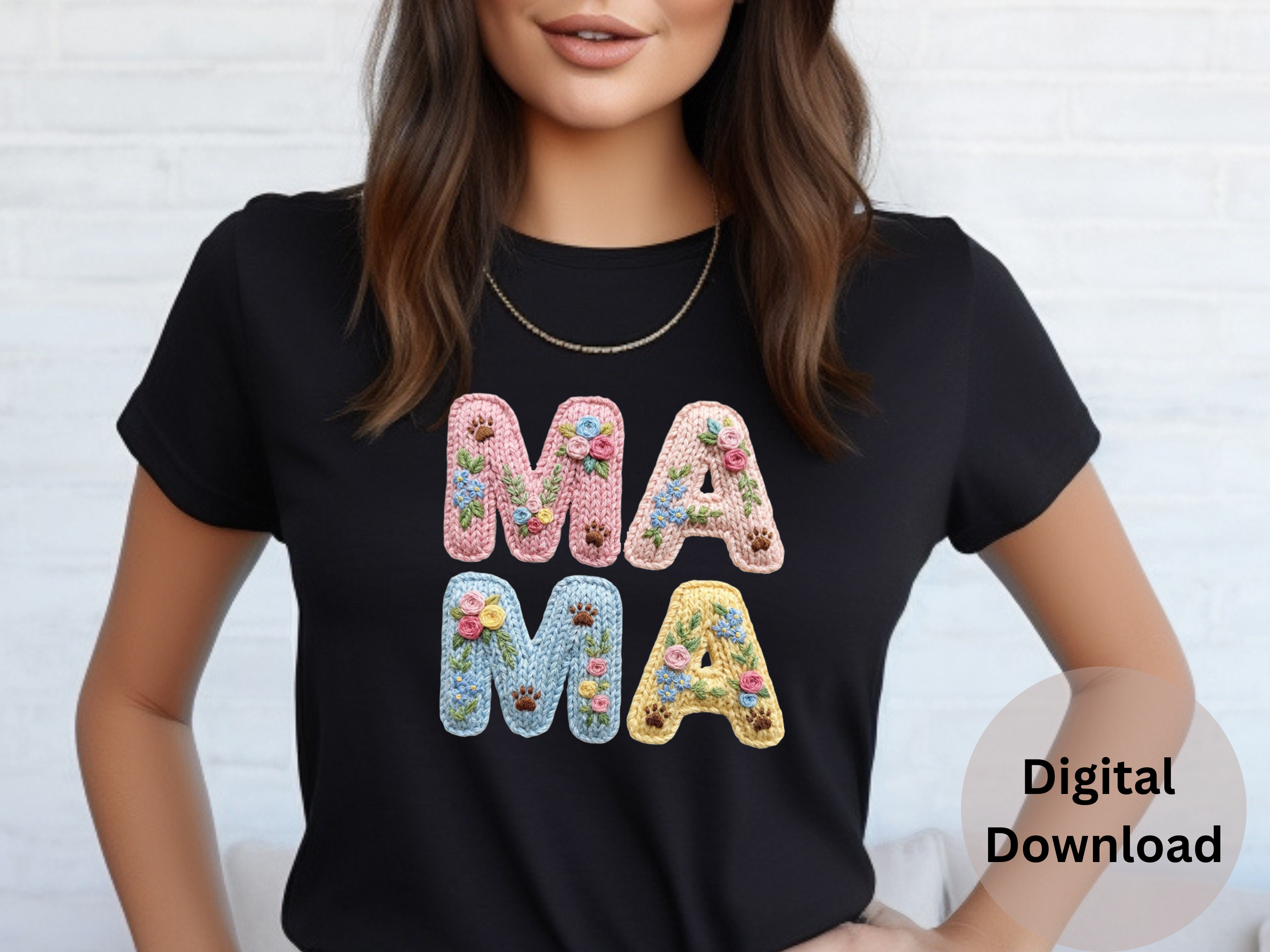 Mama Embroidered Yarn - PNG Digital Download