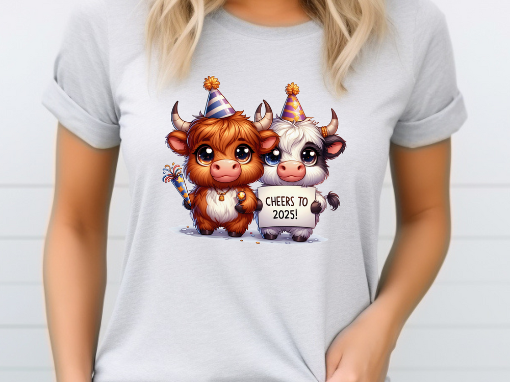 New Year Highland Cow - DTF Transfer