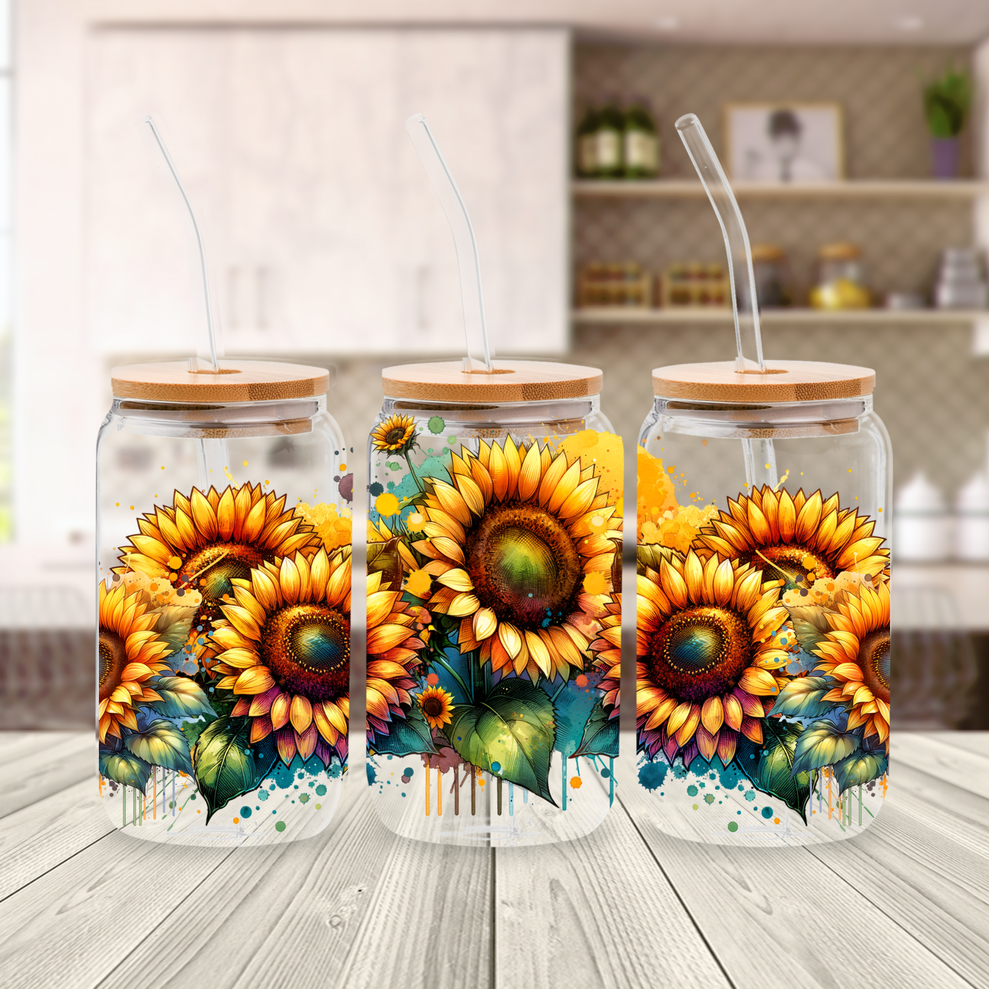 Sunflower Libby Glass Tumbler Design- Digital Download