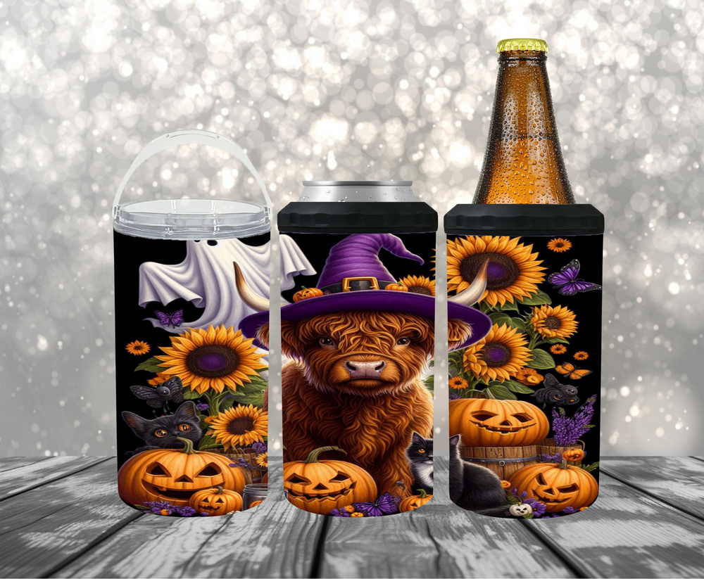 Halloween Highland Cow 4-1 Can Cooler - Digital Download
