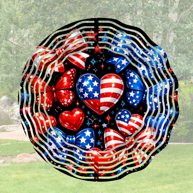 Patriotic Hearts and Butterflies - Wind Spinner Digital Download