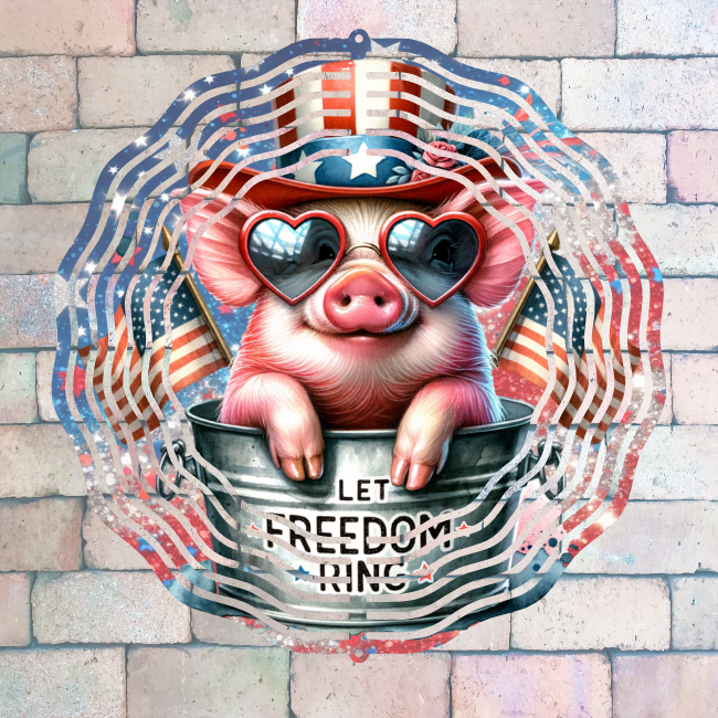 Piggy Patriotic  - Wind Spinner