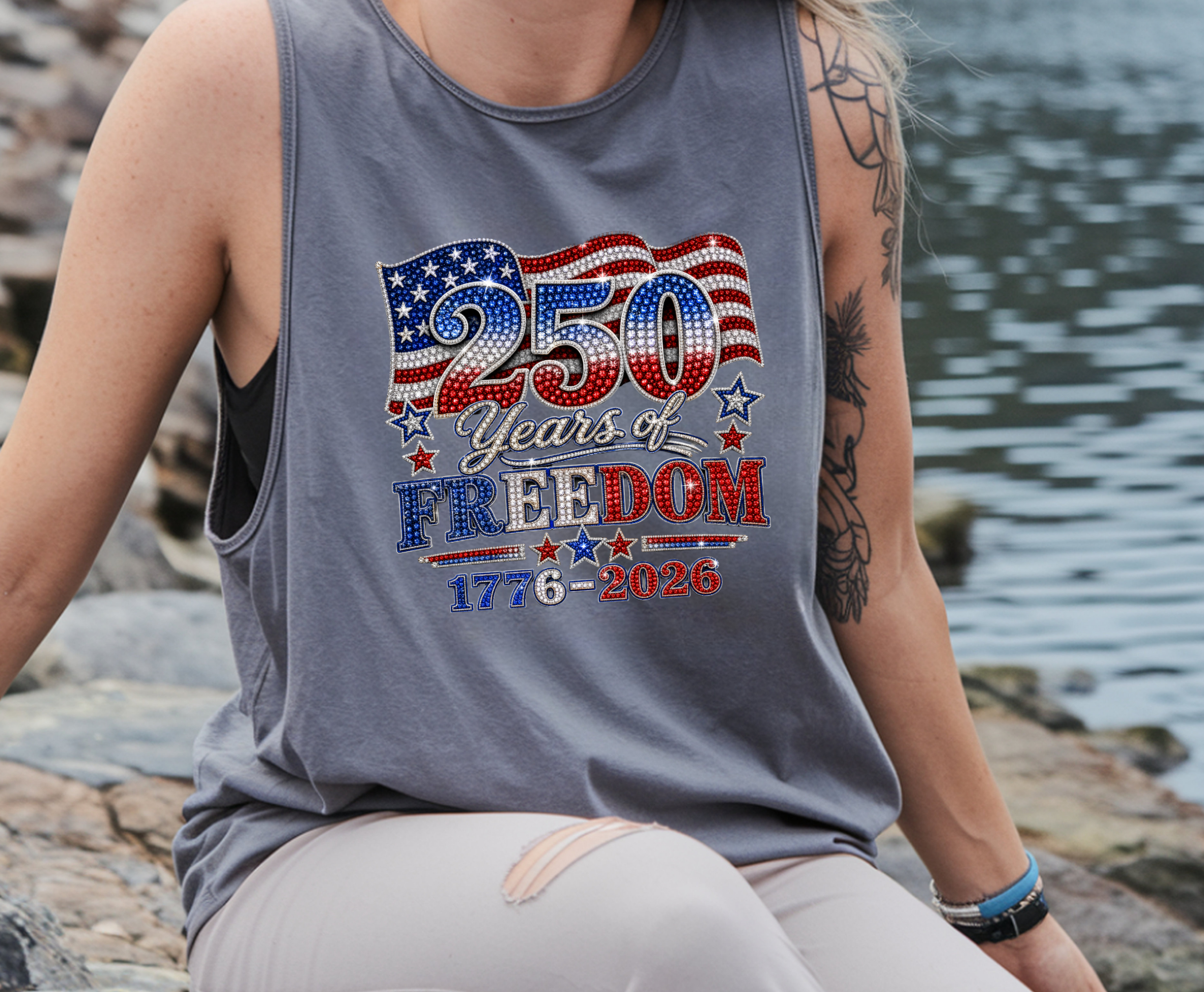 Patriotic Faux Rhinestone - Adult Direct To Film Transfer