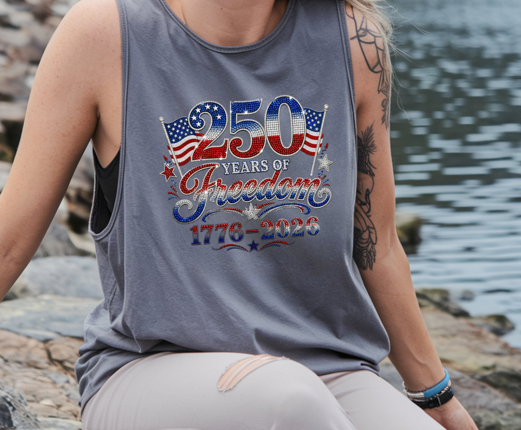 Freedom 250 Years Faux Rhinestone - Youth/Adult Direct To Film Transfer