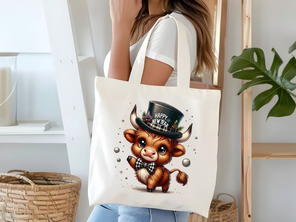 New Year Highland Cow - DTF Transfer