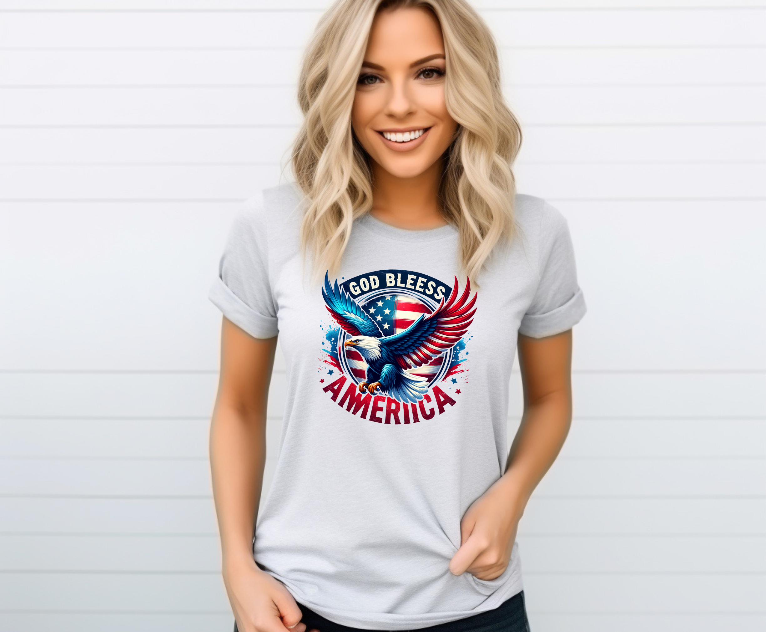 Bald Eagle God Bless America - Adult T-Shirt