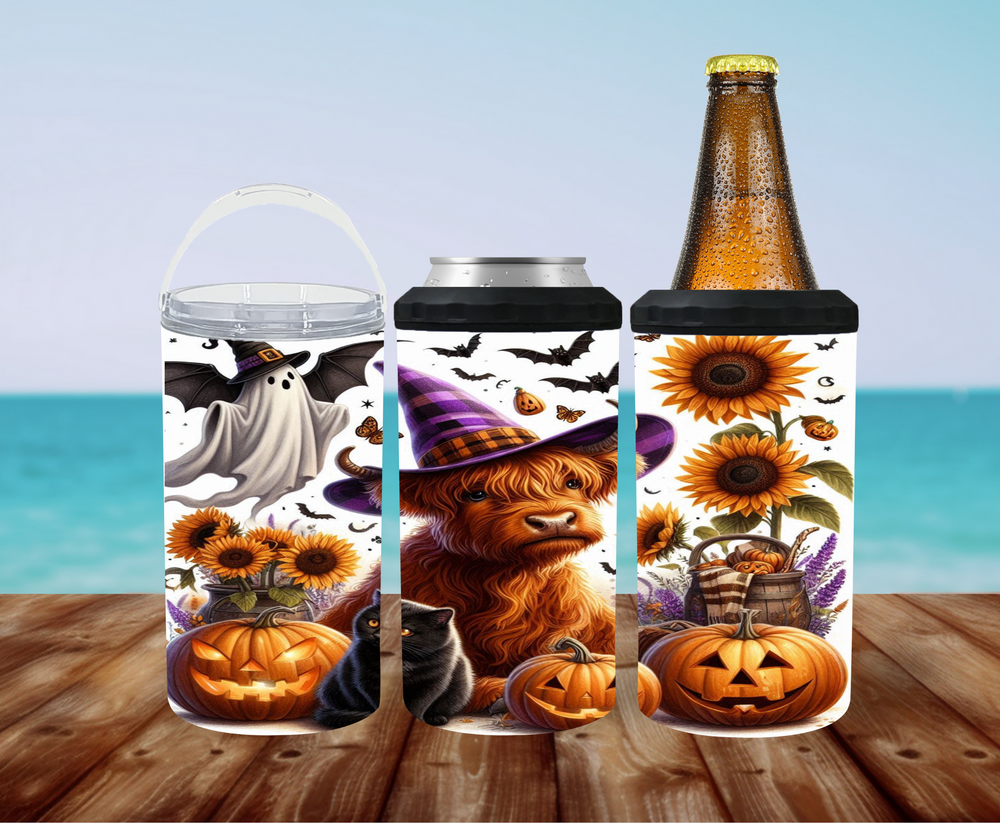 Halloween Highland Cow 4-1 Can Cooler - Digital Download
