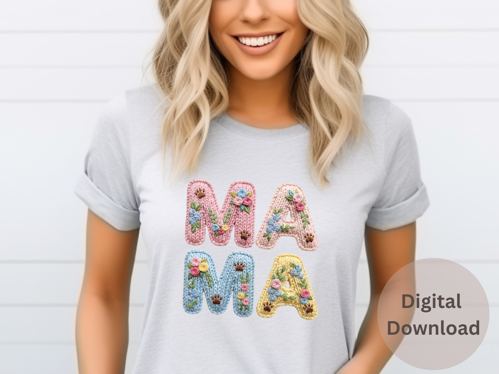 Mama Embroidered Yarn - PNG Digital Download