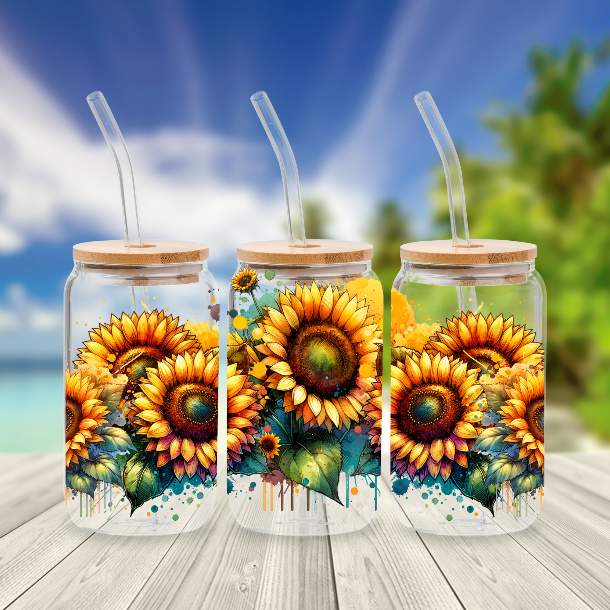 Sunflower Libby Glass Tumbler Design- Digital Download