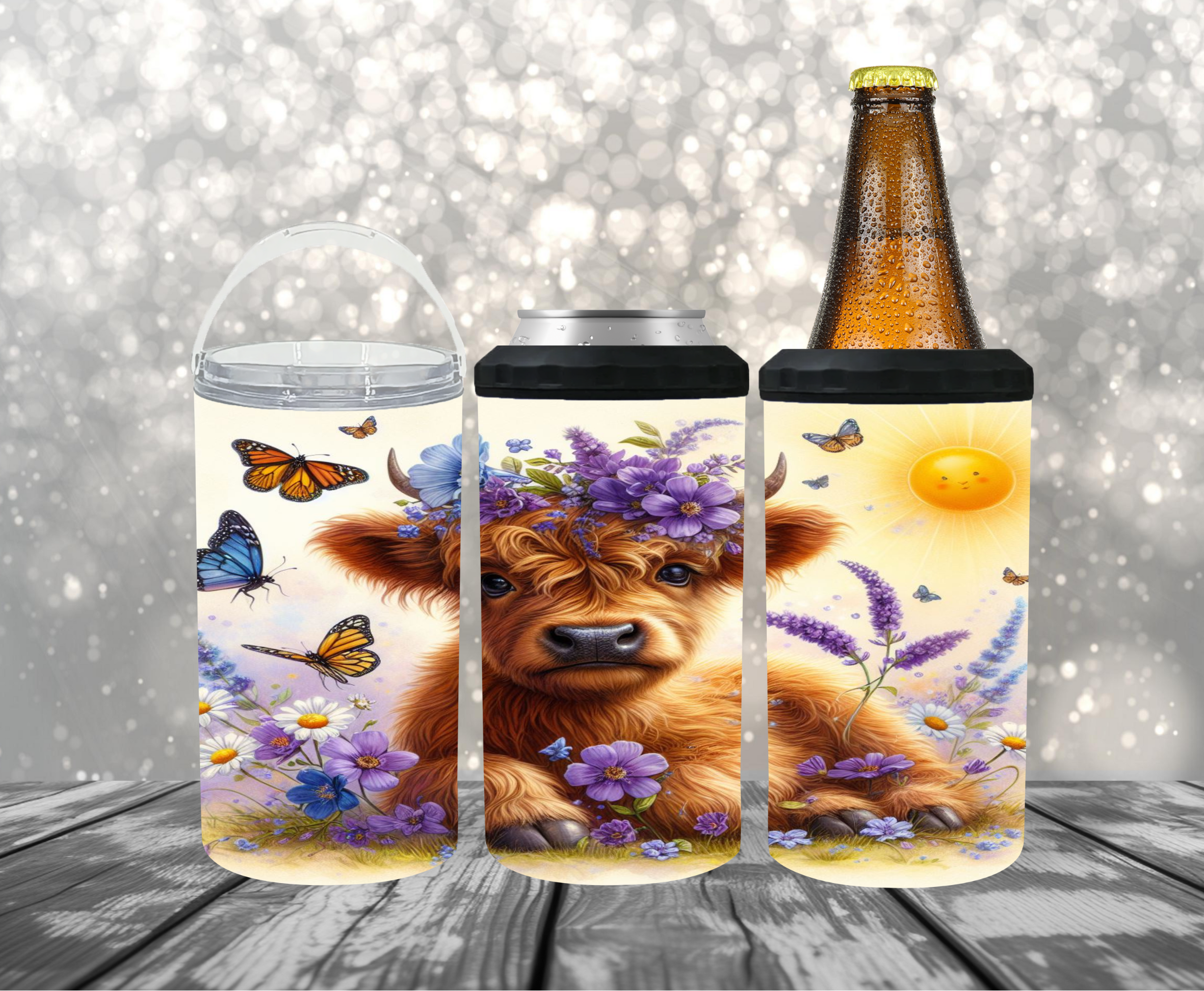 Highland Cow Spring  4-1 Can Cooler - Digital Download