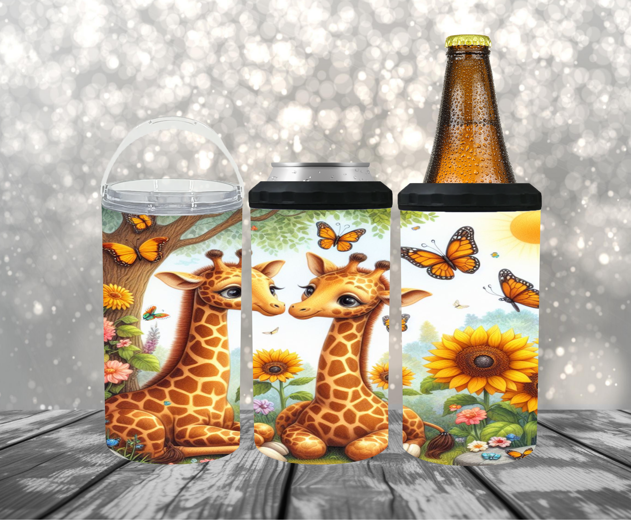 Giraffe Sunflower Can Koozie  - Digital Download