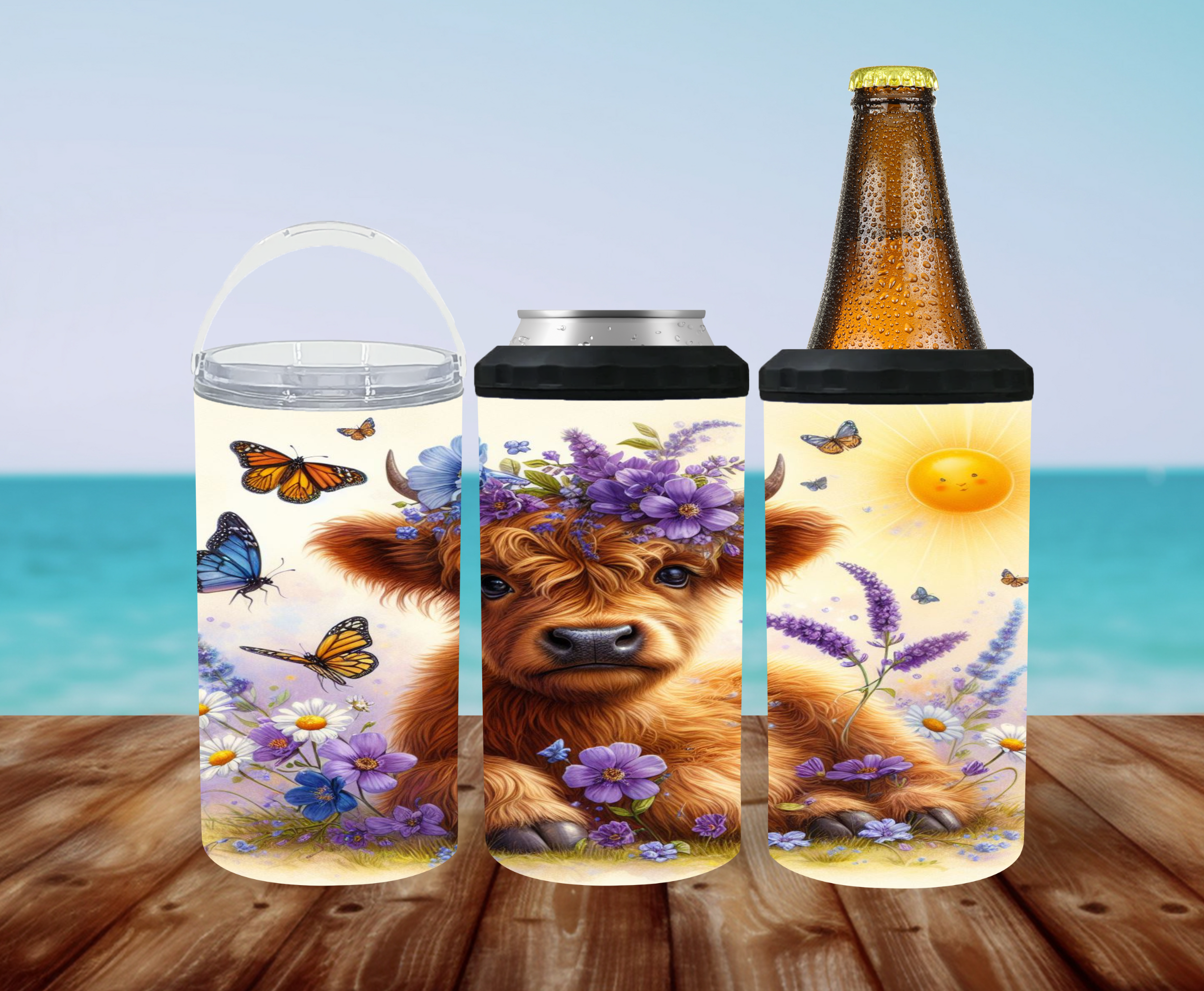 Highland Cow Spring  4-1 Can Cooler - Digital Download