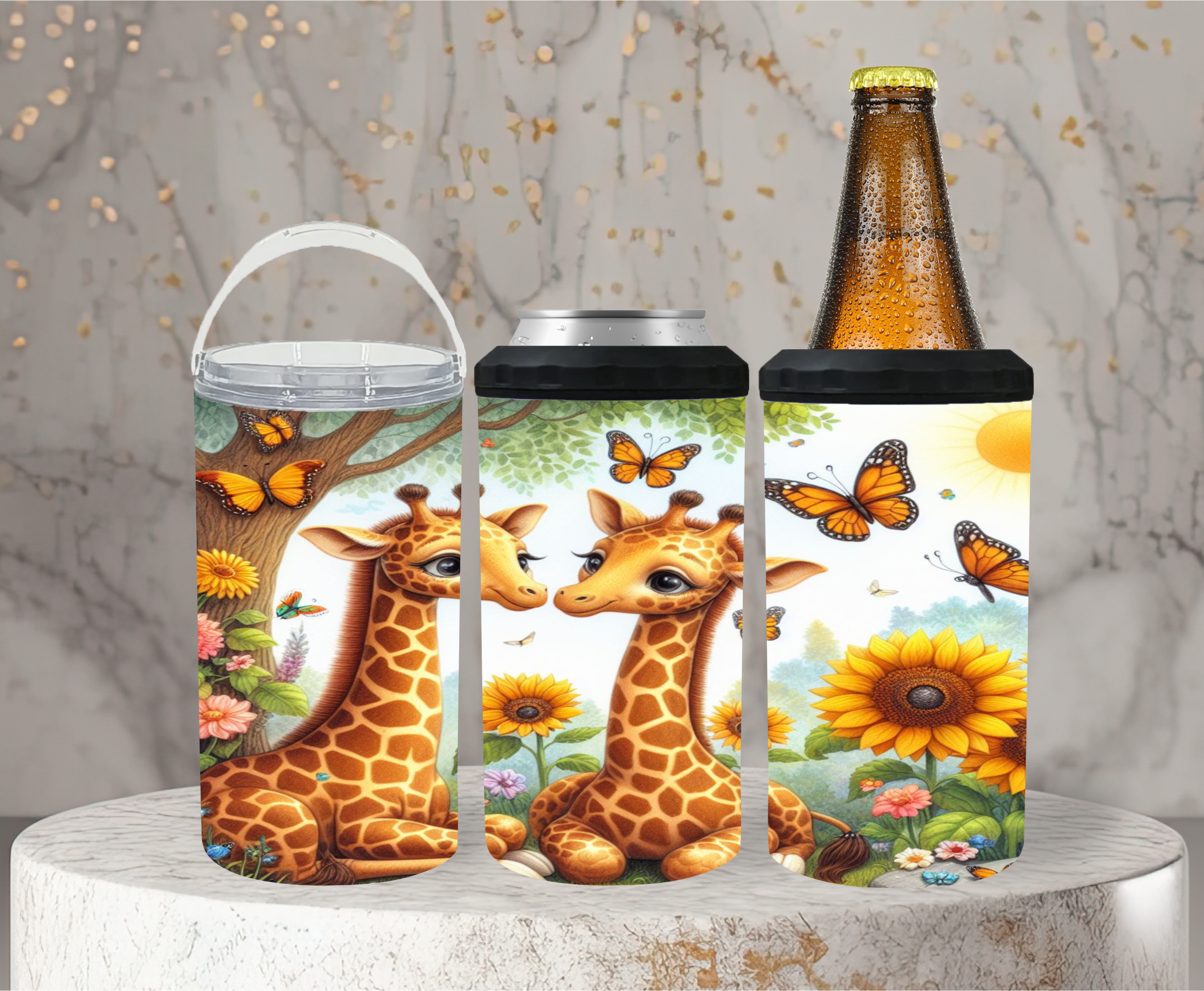 Giraffe Sunflower Can Koozie  - Digital Download