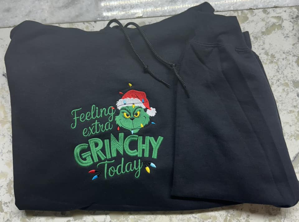 Grinch -  Hoodie Embroidery