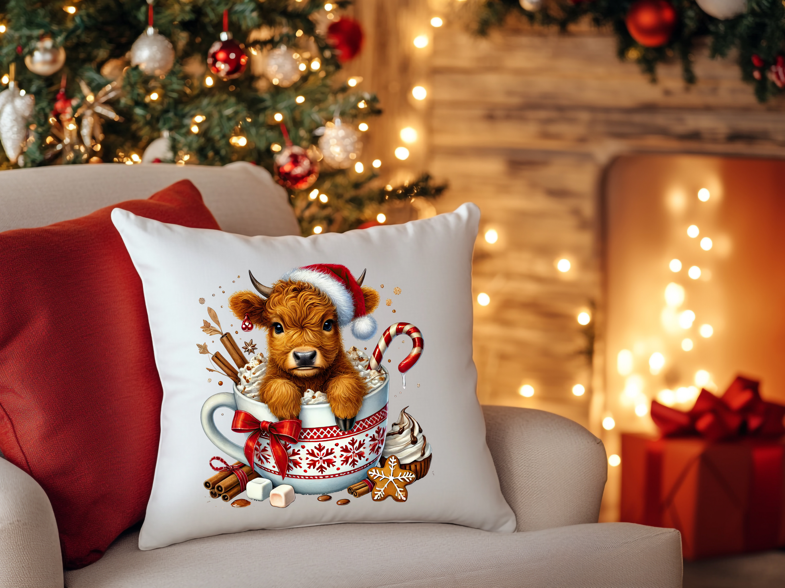 Christmas Highland Cow - Direct To Film Transfer