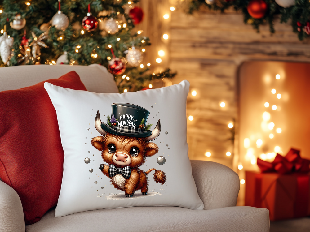 New Year Highland Cow - DTF Transfer