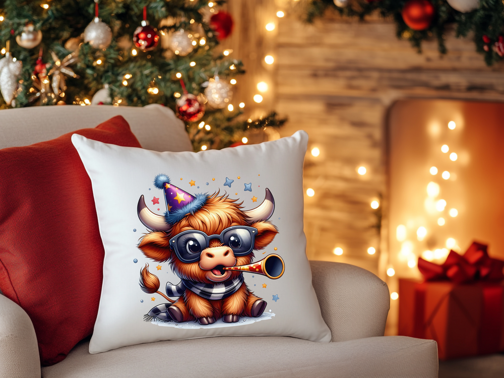 New Year Highland Cow - DTF Transfer