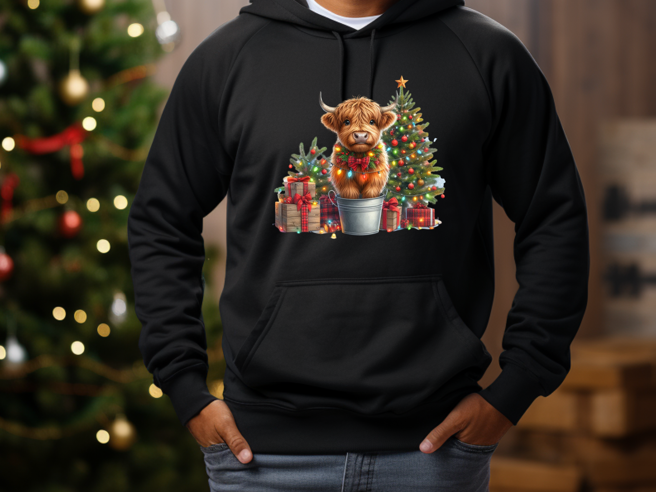 Christmas Highland Cow - Direct To Film Transfer