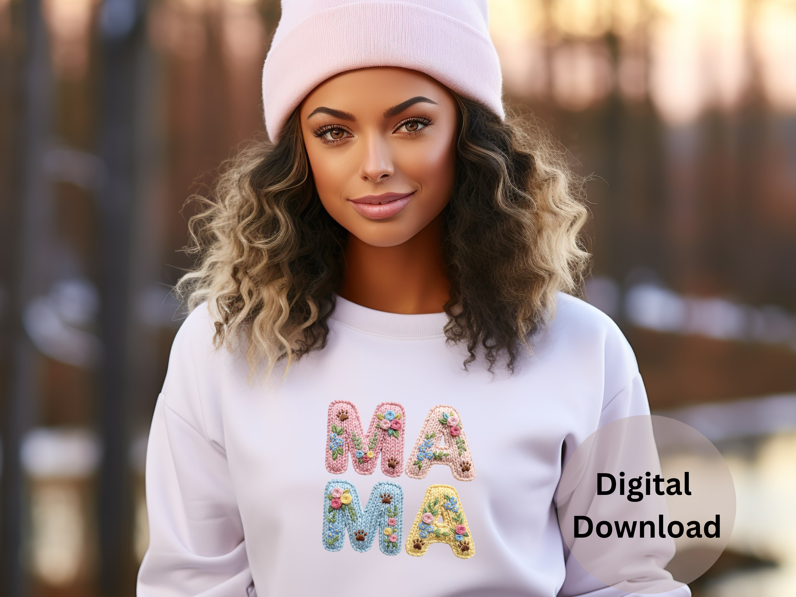 Mama Embroidered Yarn - PNG Digital Download