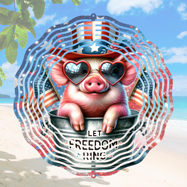 Piggy Patriotic  - Wind Spinner