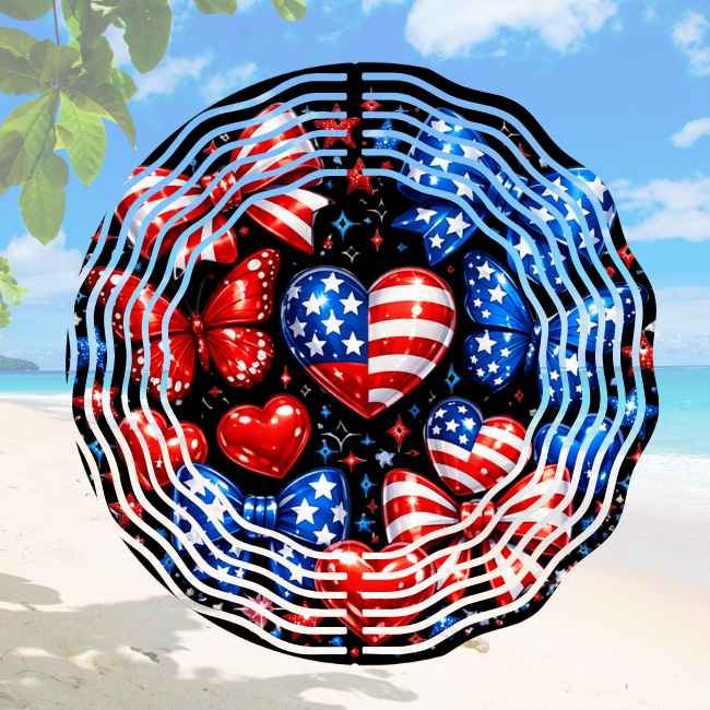 Patriotic Hearts and Butterflies - Wind Spinner Digital Download