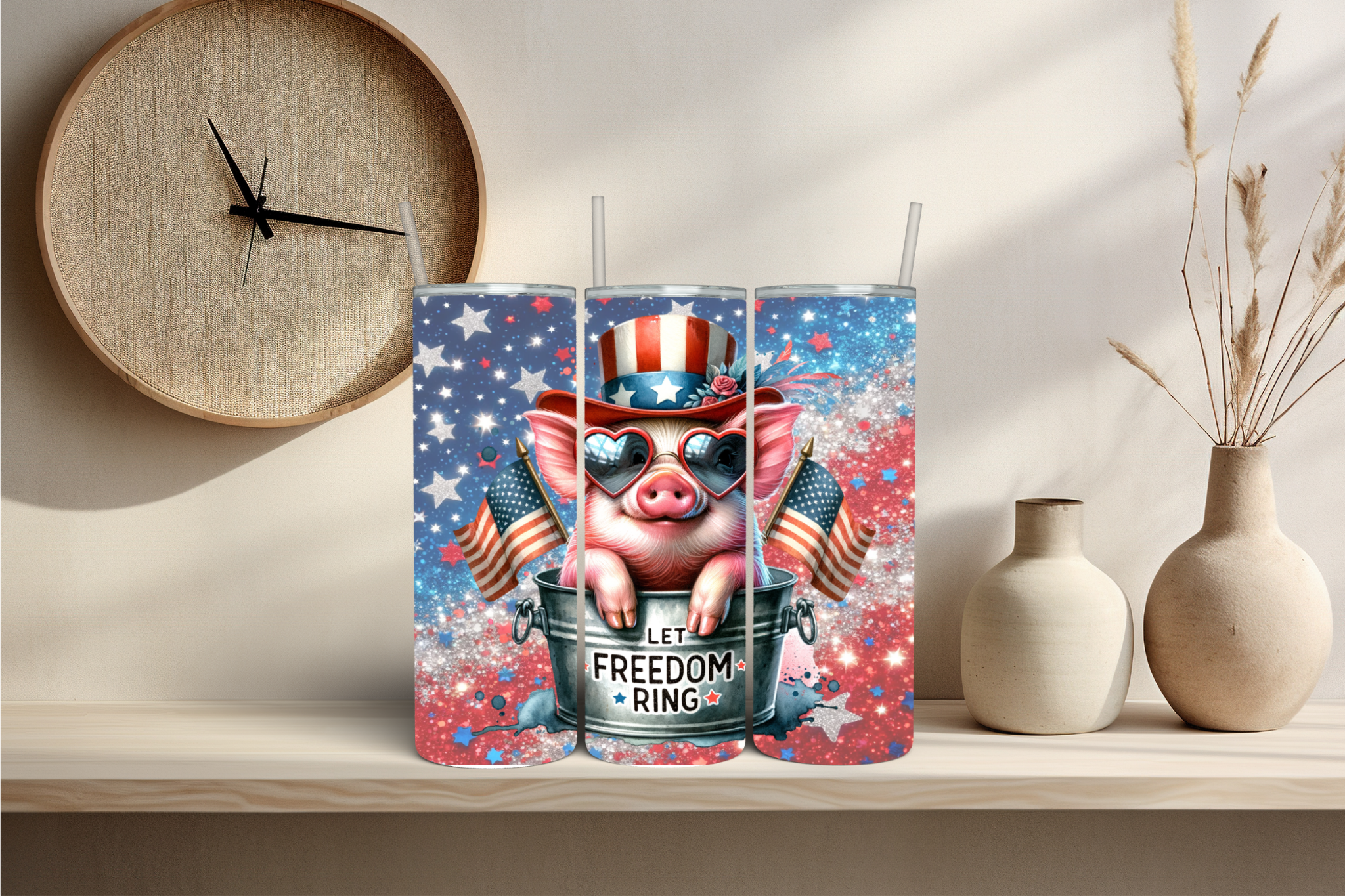 Piggy Patriotic Tumbler