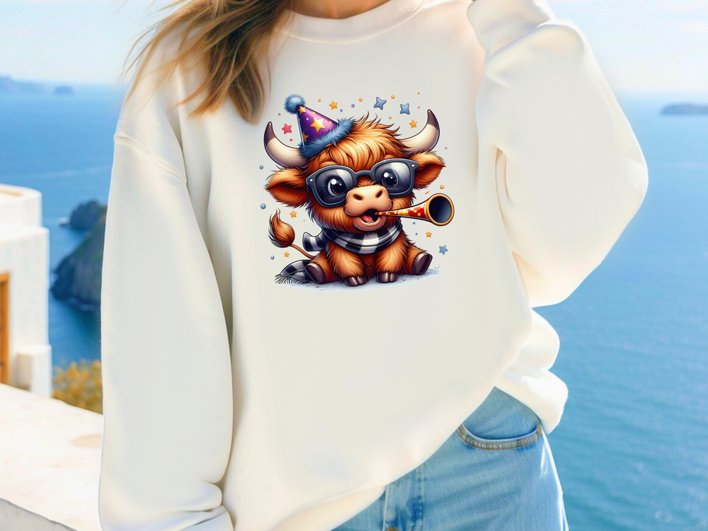 New Year Highland Cow - DTF Transfer