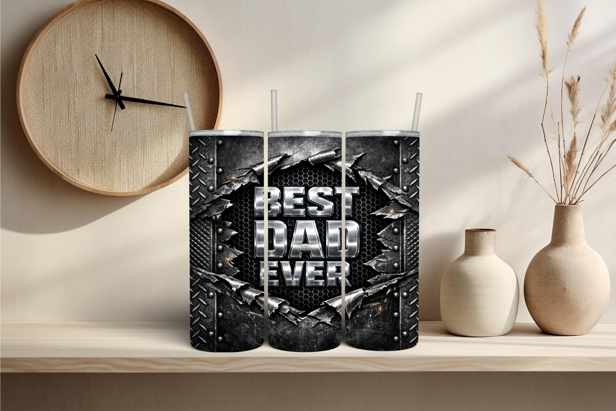 Best Dad Industrial Metal - Tumbler Digital Download