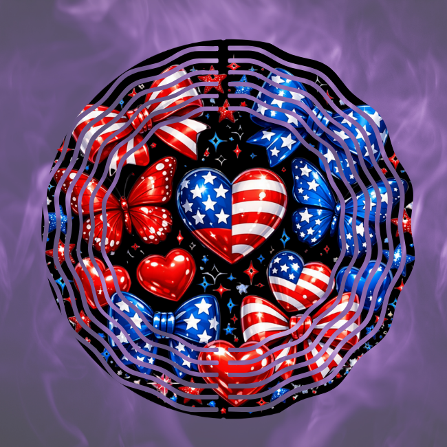 Patriotic Hearts and Butterflies - Wind Spinner Digital Download