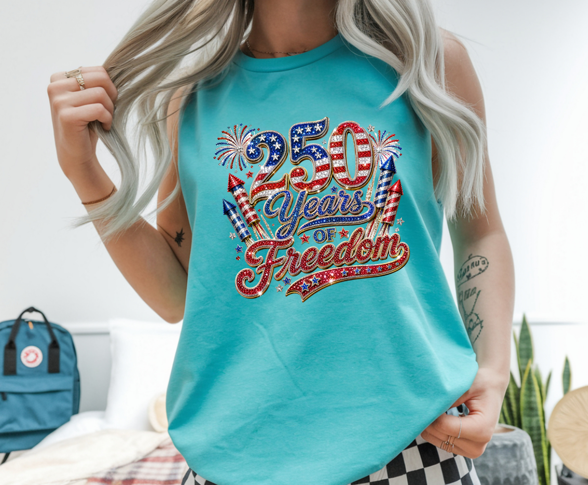 Patriotic 250 Years Faux Rhinestone - Youth/Adult Direct To Film Transfer