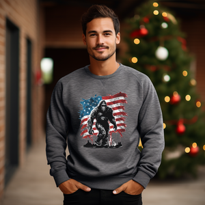 Bigfoot American Flag - Adult Crewneck