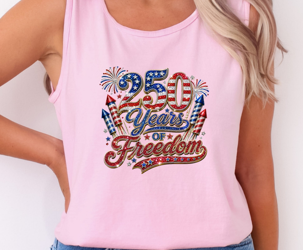 Patriotic 250 Years Faux Rhinestone - Youth/Adult Direct To Film Transfer