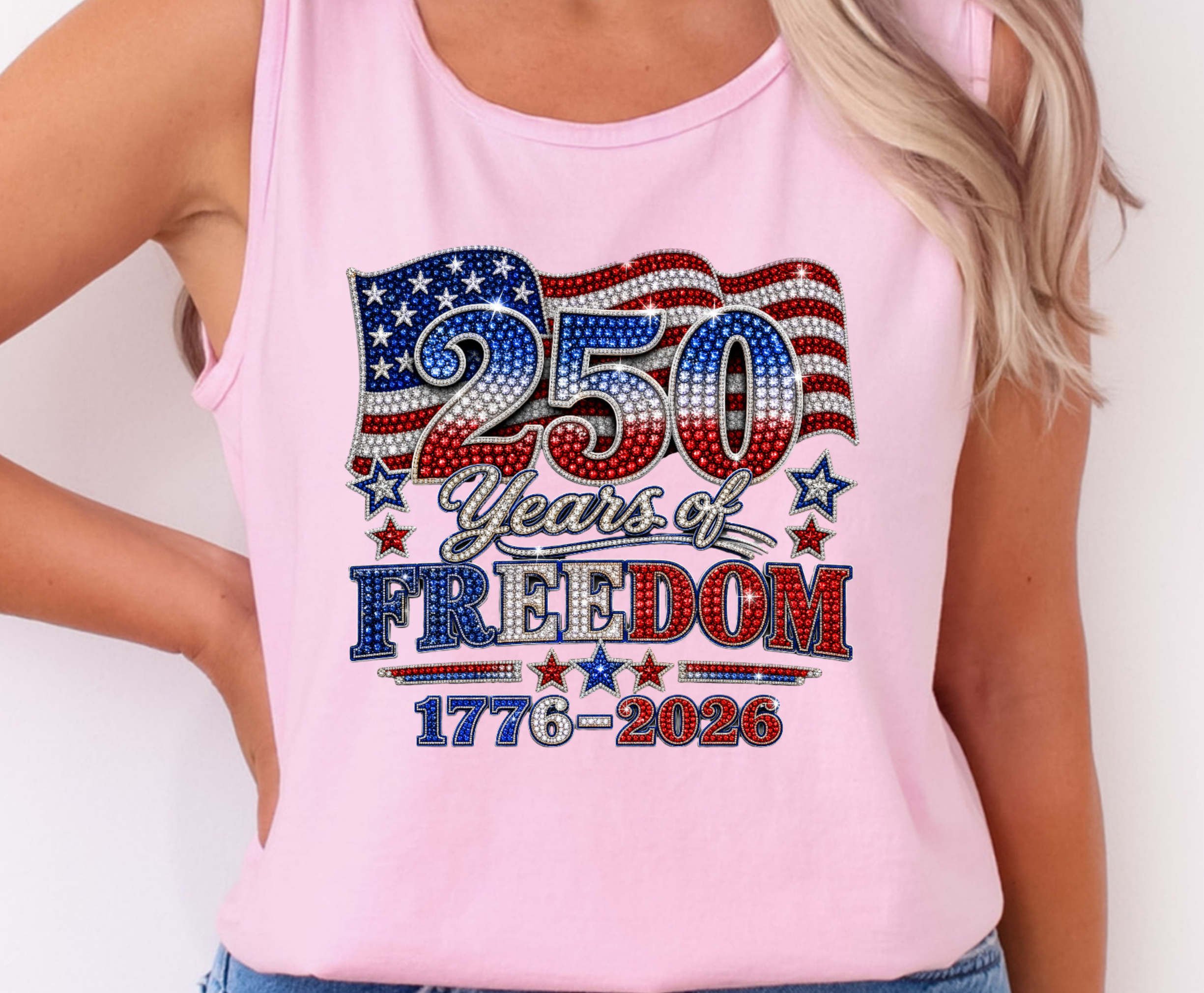 Patriotic Faux Rhinestone - Adult Direct To Film Transfer