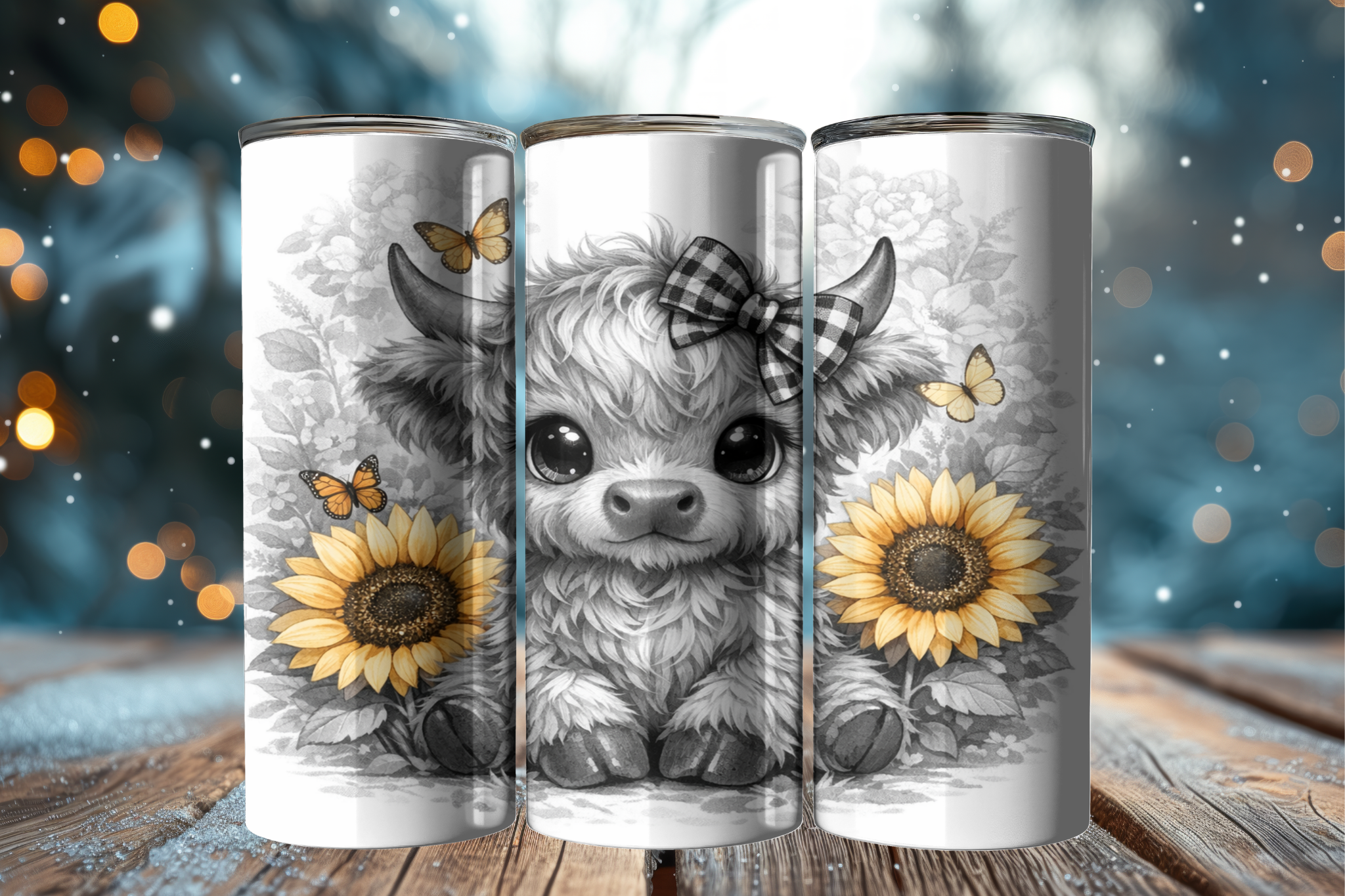 Black and White Highland Cow - Tumbler Digital Download