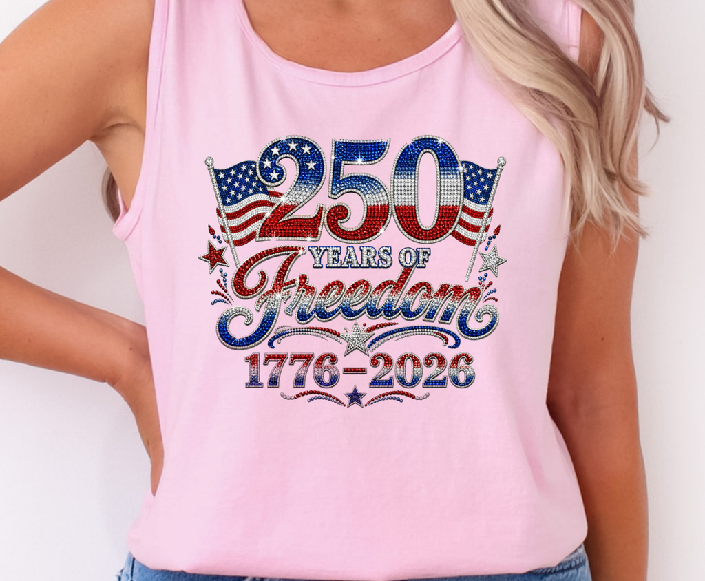 Freedom 250 Years Faux Rhinestone - Youth/Adult Direct To Film Transfer