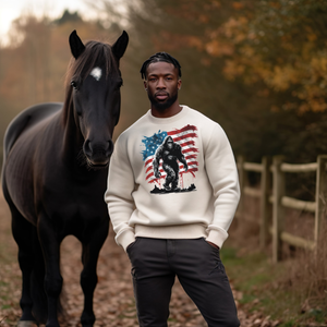 Bigfoot American Flag - Adult Crewneck