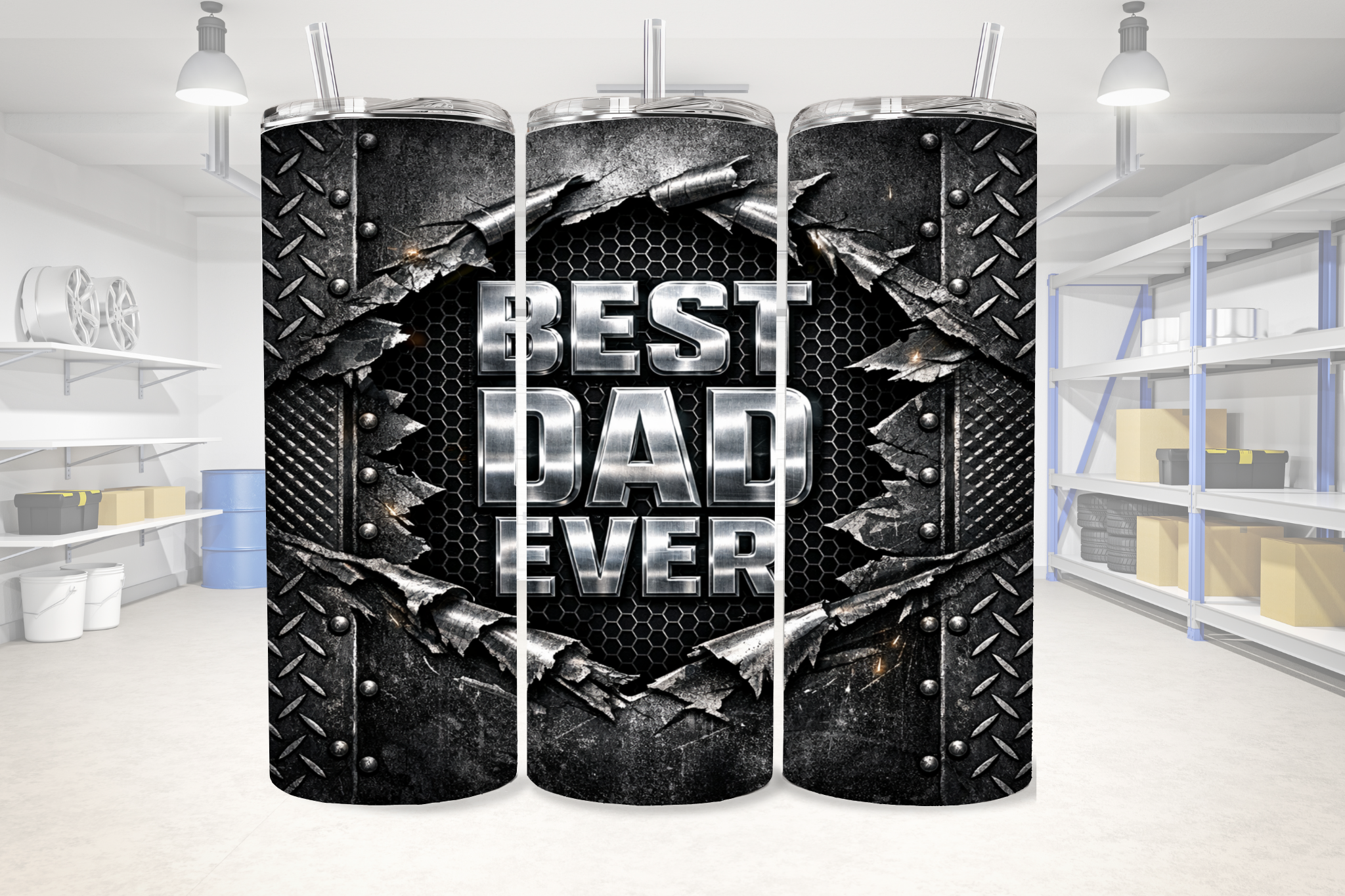 Best Dad Industrial Metal - Tumbler Digital Download