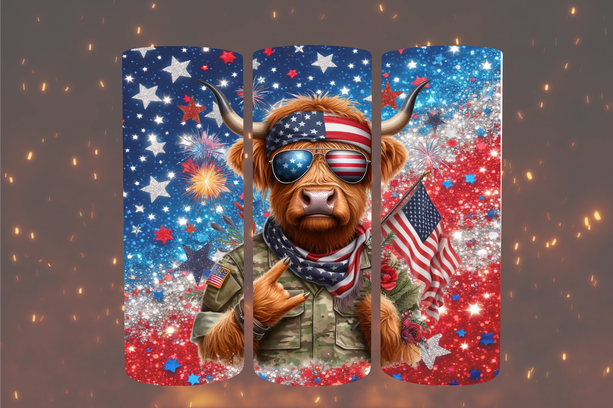 Highland Cow Patriotic Tumbler