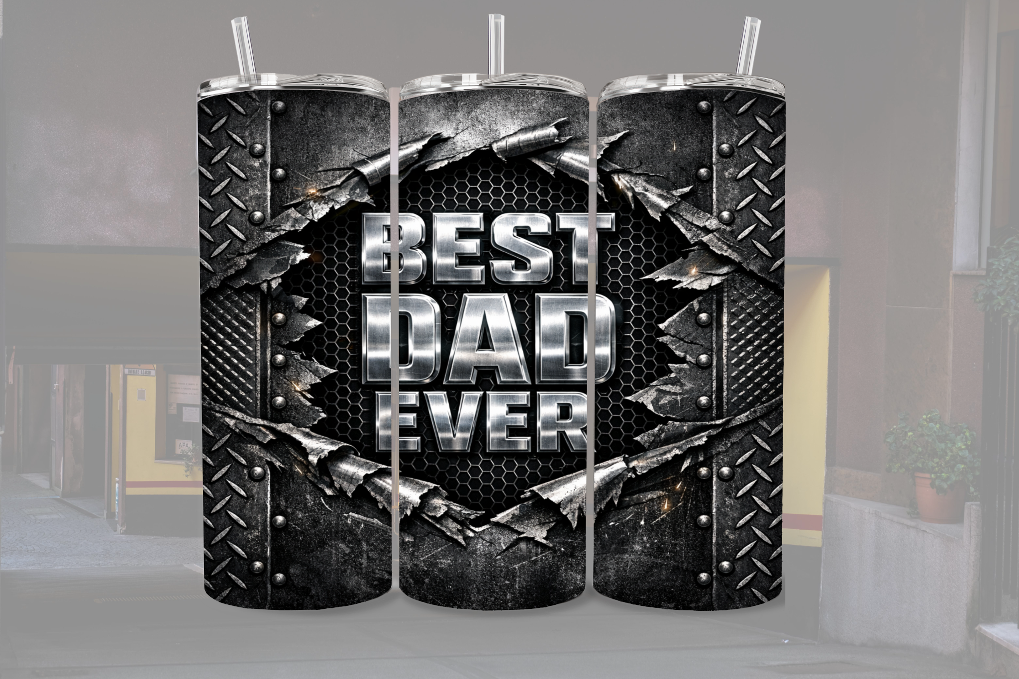 Best Dad Industrial Metal - Tumbler Digital Download