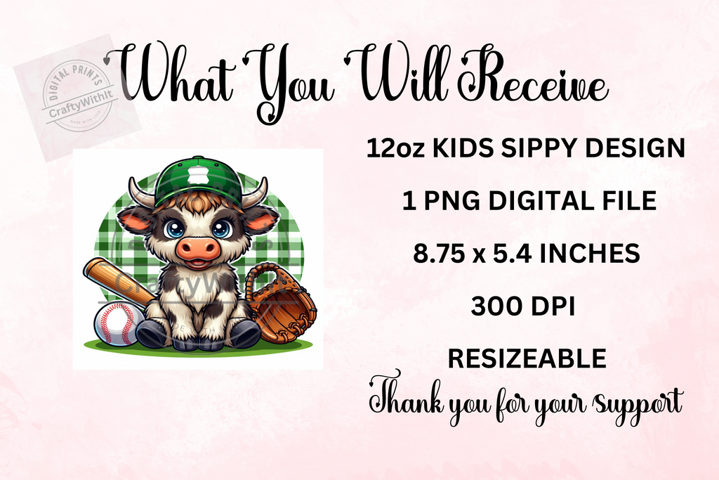 Highland Cow Baseball 2 - Tumbler Digital Download