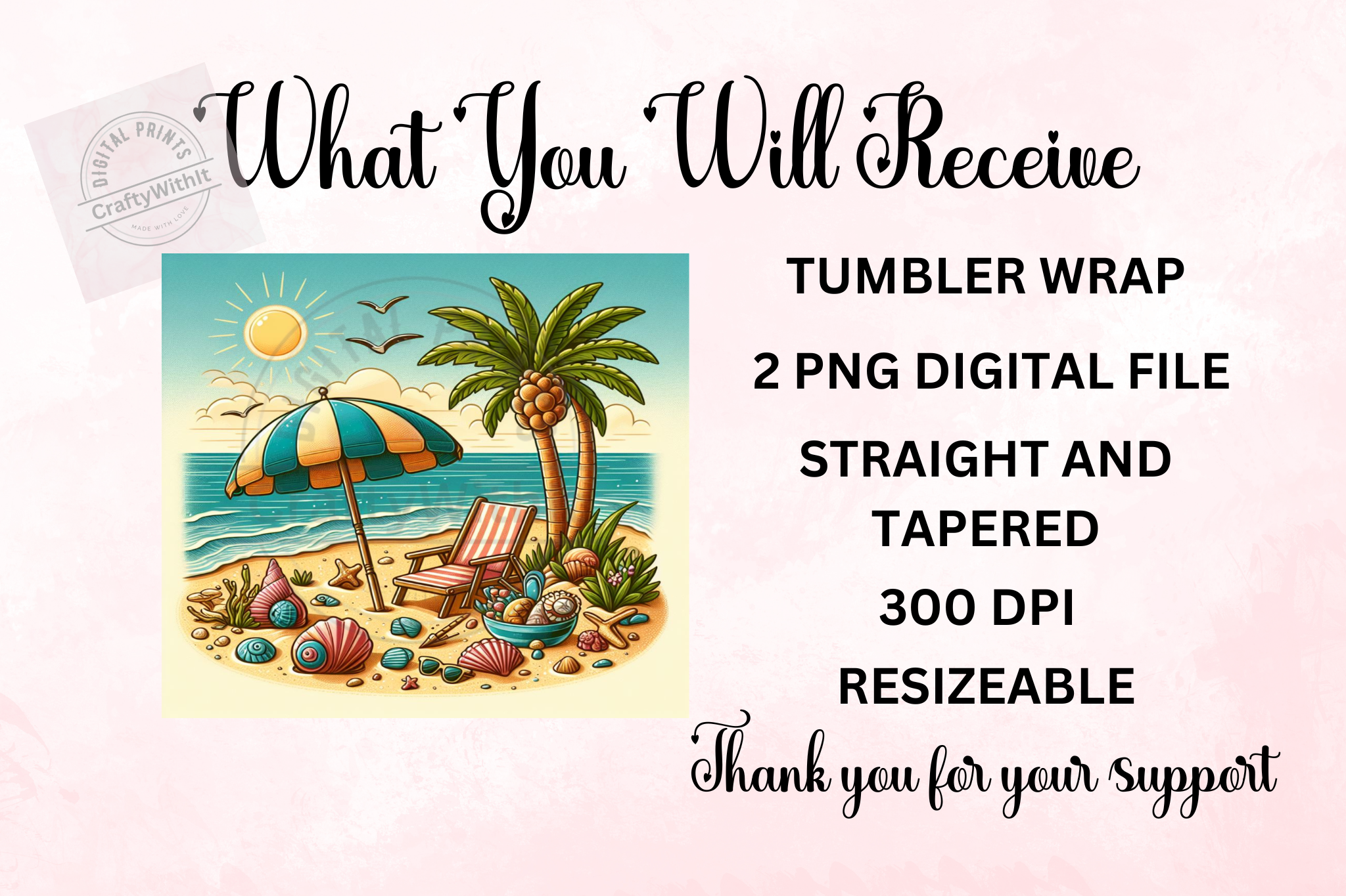 Beach And Palm Trees 3 - Tumbler Digital Download